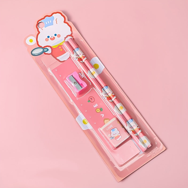 5pcs Student Cartoon Stationery Set Pencil Gift Supplies