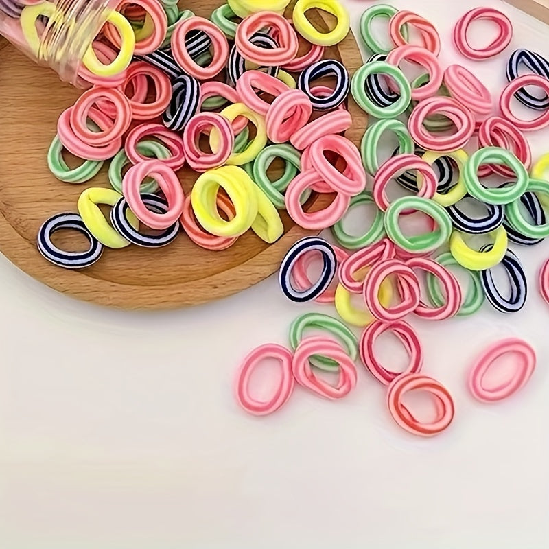 100pcs Colorful Striped Hair Ties Elastic Headbands Hair Rope