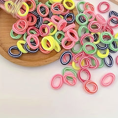 100pcs Colorful Striped Hair Ties Elastic Headbands Hair Rope
