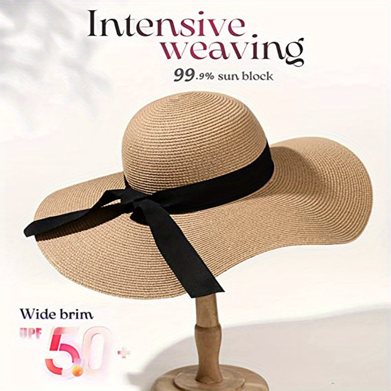 French Style Sun Hat Wide Brim Straw Beach Hats for Women