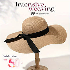 French Style Sun Hat Wide Brim Straw Beach Hats for Women