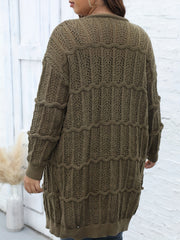  Lantern Sleeve Open Front Knit Duster Cardigan