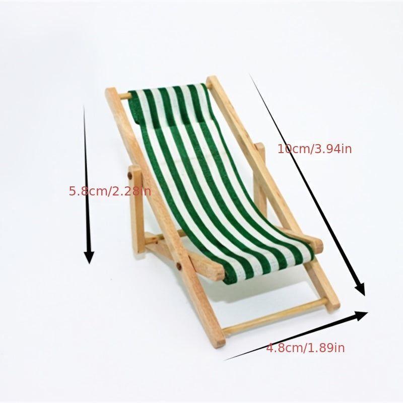 Mini Wooden Beach Chair Doll House Decor 1:12 Scale