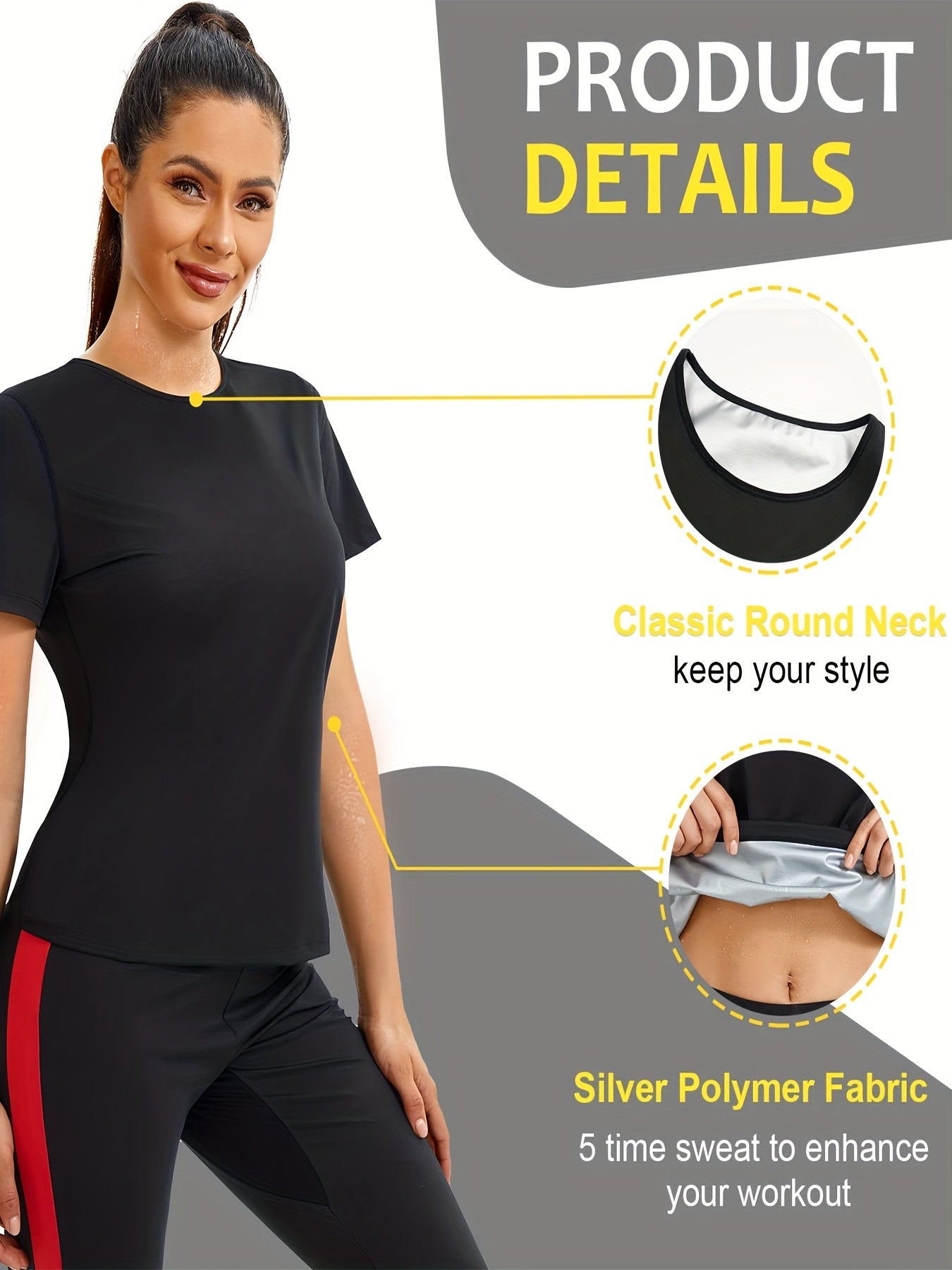 Women's Sauna Sweat T Shirt for Weight Loss Breathable Activewear
