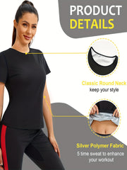 Women's Sauna Sweat T Shirt for Weight Loss Breathable Activewear