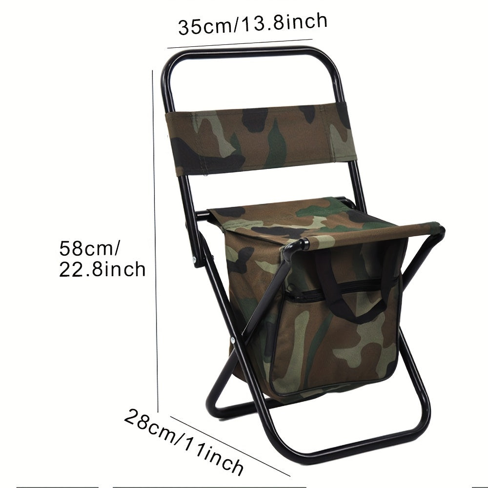 Foldable Fishing Chair With Cooler Bag Portable Backrest Stool