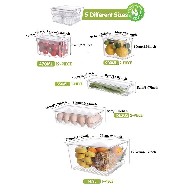16pcs Refrigerator Storage Box Food Classification Storage Tank