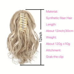 Medium Long Curly Wavy Ponytail Extensions - Clip In Synthetic Hair