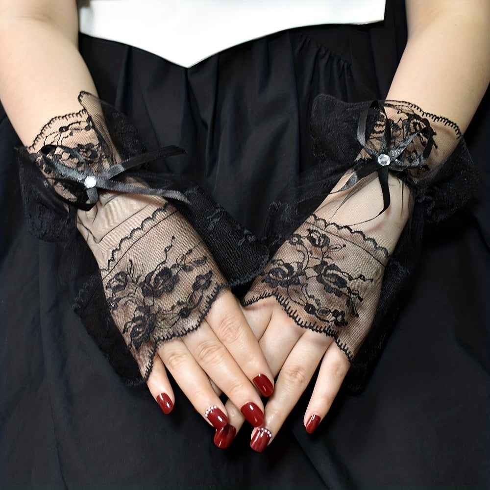 Sweet Lolita Lace Wrist Bow Gloves