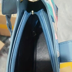 Multicolored Geometric Print Shoulder Bag Zipper Crossbody Bag