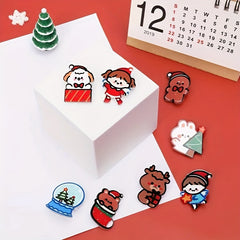 8pc Cartoon Christmas Brooches For Girls