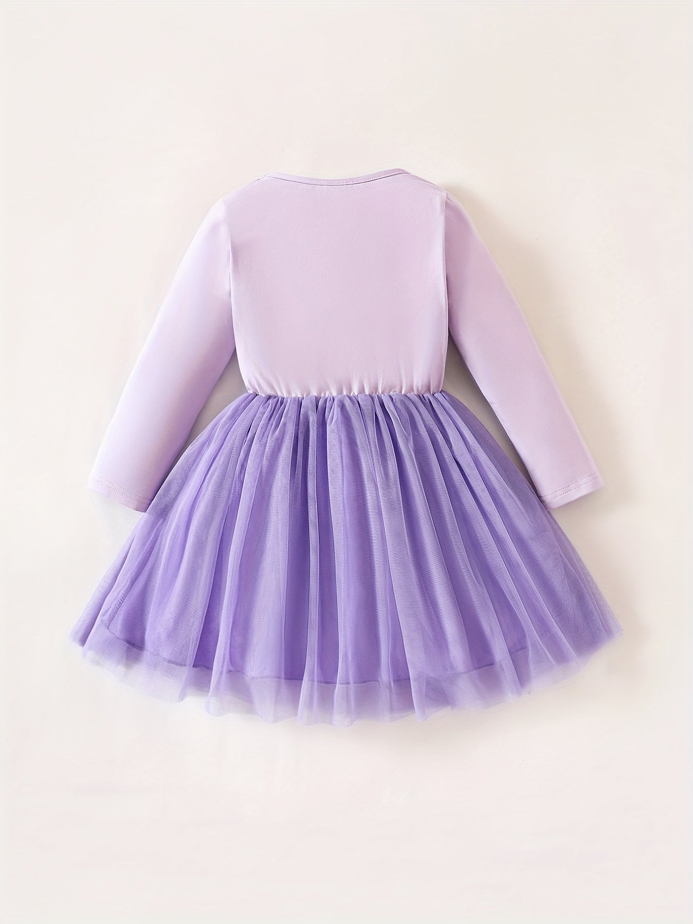 Girls Unicorn Cartoon Print Long Sleeve Tutu Dress