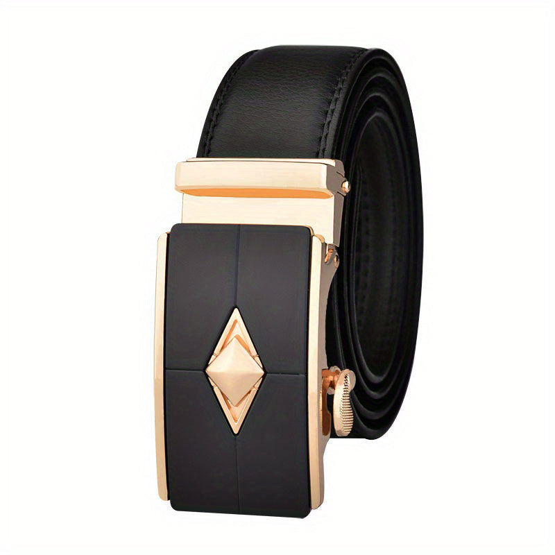 Men's Leather Belt Automatic Buckle Business Suit Waist Strap