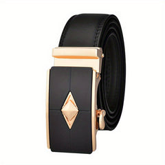 Men's Leather Belt Automatic Buckle Business Suit Waist Strap