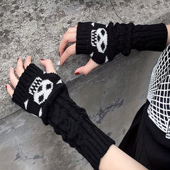 Gothic Skull Cuff Lolita Long Knit Sleeve Sock Cover