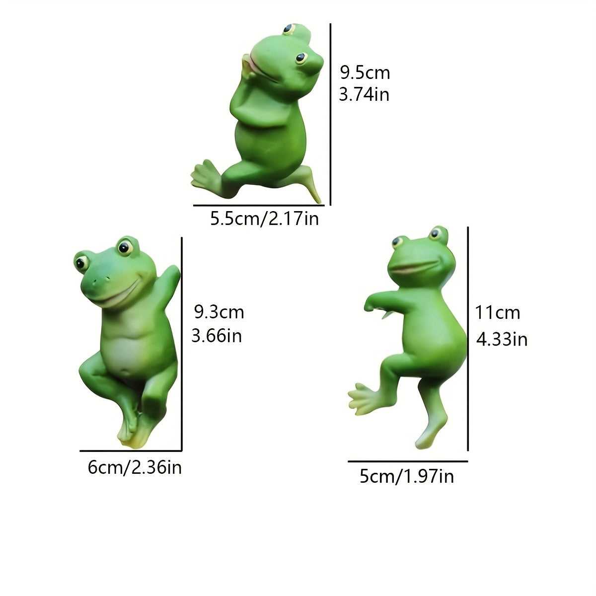 3pcs Hanging Frog Figurines Set for Lawn or House Decor