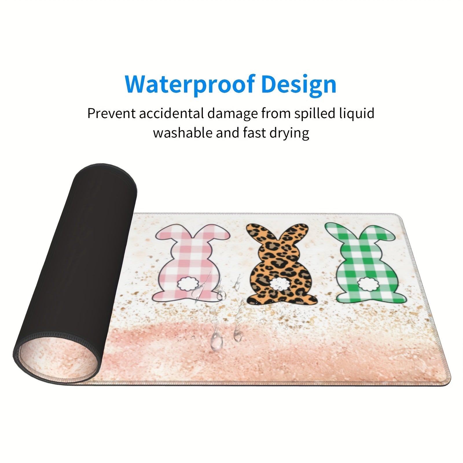 Rabbit Desk Mat Large Mouse Pad Keyboard Mouse Mat Non Slip Rubber Base