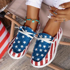Women's Flag Pattern Canvas Low Top Slip-On Loafers for the 4th of July