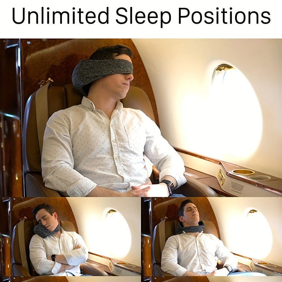 2-in-1 Travel Pillow & Eye Mask for Head, Neck, Chin Support