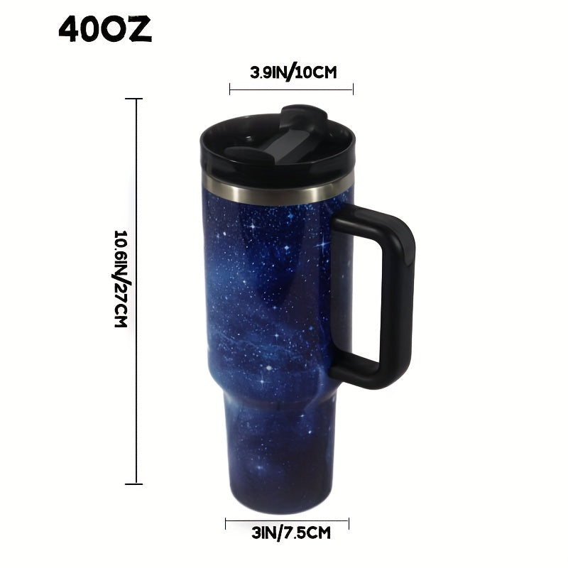 40oz Stainless Steel Water Cup w/ Handle & Straw, Vacuum Insulated, Leakproof