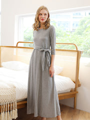 Comfortable Lounge Dress with Front Tie Long Sleeves