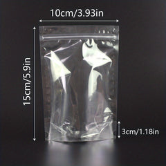50pcs Clear Stand Up Bags With Zipper for Food Storage Dried Fruit Snack Nut Tea