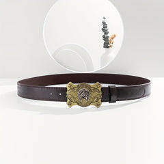 Men's Vintage Coffee Casual Embossed Belt