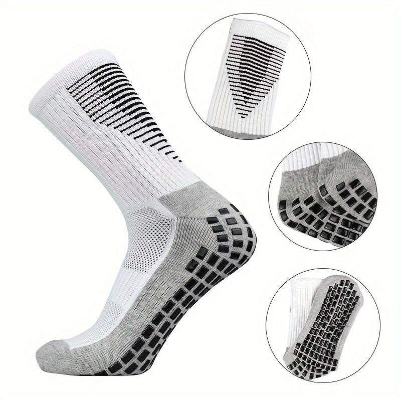 3 Pairs Non Slip Football Socks for Men Sport Socks Running Basketball Crew