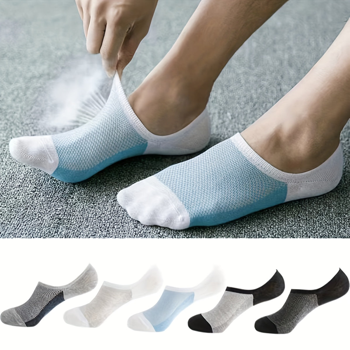 Men's Solid Liner Anklets Socks for Outdoor - 5 Pack