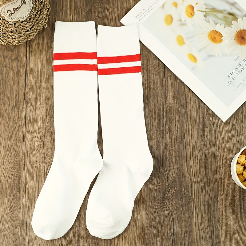 3 Pairs Striped Print Socks Women's Stockings