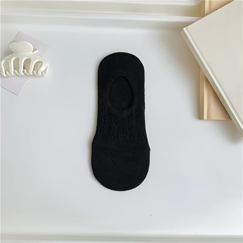 7 Pairs Textured Solid Low Cut Ankle Socks Women's Stockings