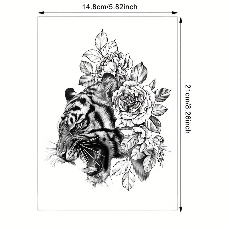 Flower Snake Lion Wolf Tattoo Sticker
