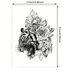 Flower Snake Lion Wolf Tattoo Sticker