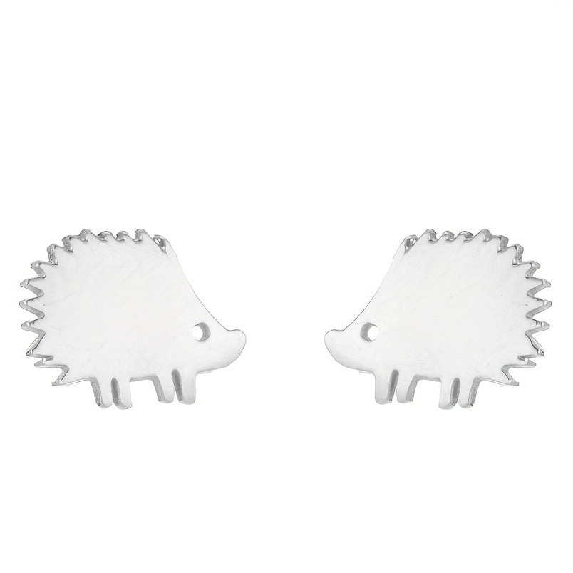 2pcs Men's Stainless Steel Hedgehog Stud Earrings