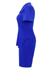  Solid Bow Knot Mock Neck Slim Fit Midi Dress