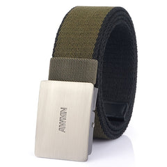 Men's Casual Canvas Belt with Silver Buckle