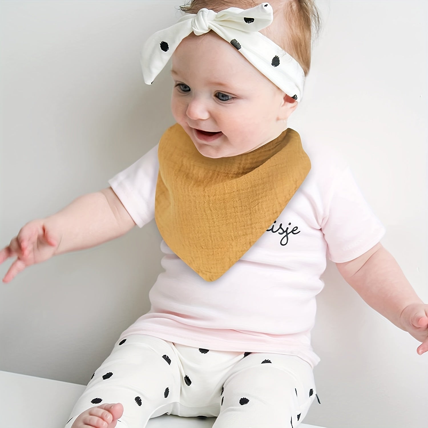 Soft Muslin Baby Bandana Bibs Set for Girls, Absorbent Plain Colors 8 Packs