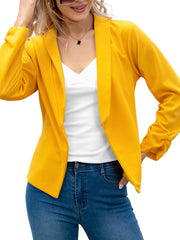 Long Sleeve Open Front Lapel Blazer & Stylish Tops For Office