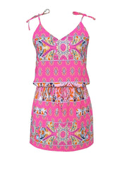 V Neck Sleeveless Top & Mini Skirt Set