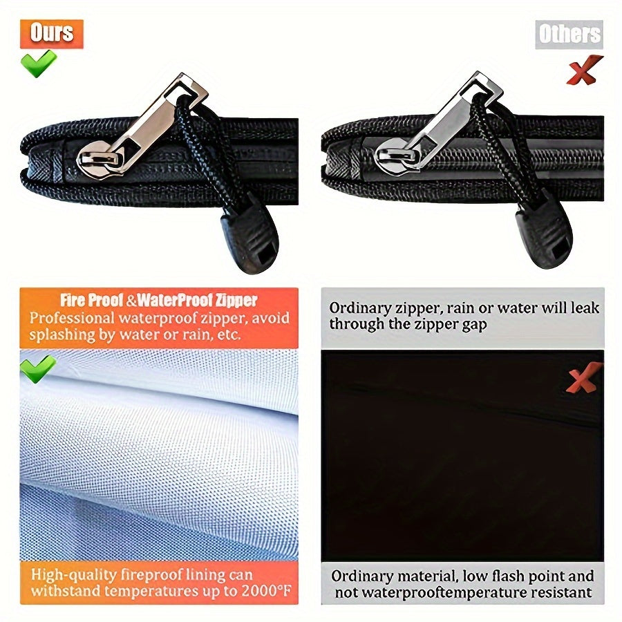 Fireproof Document Bag 34x25 Waterproof Holder Zipper Reflective Strip