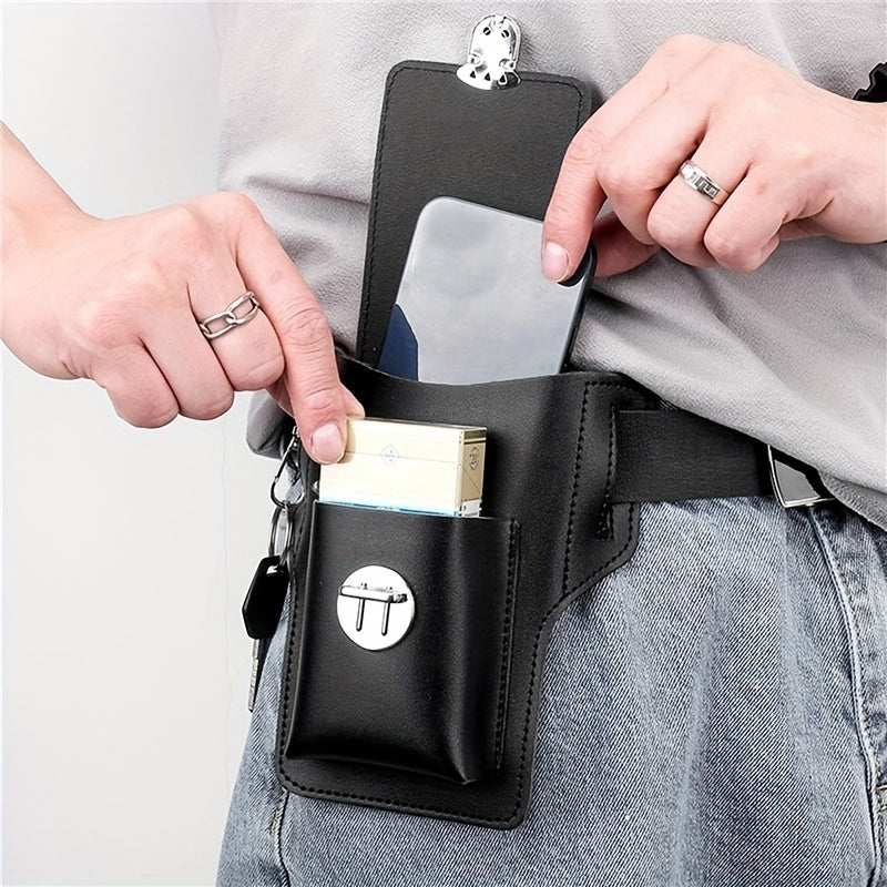 Stylish PU Leather Waist Bag for Men Phone Storage Travel Husband Father Gift