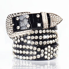 Rhinestone Belt Western Bling Studded PU Leather Belt For Jeans