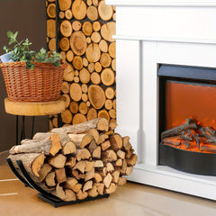 Outdoor Firewood Rack Curved Log Holder Heavy Duty