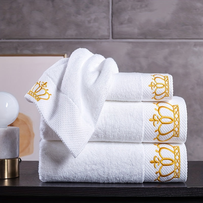 3pcs Embroidered Hand Towel Bath Towel Soft Absorbent Face Towel
