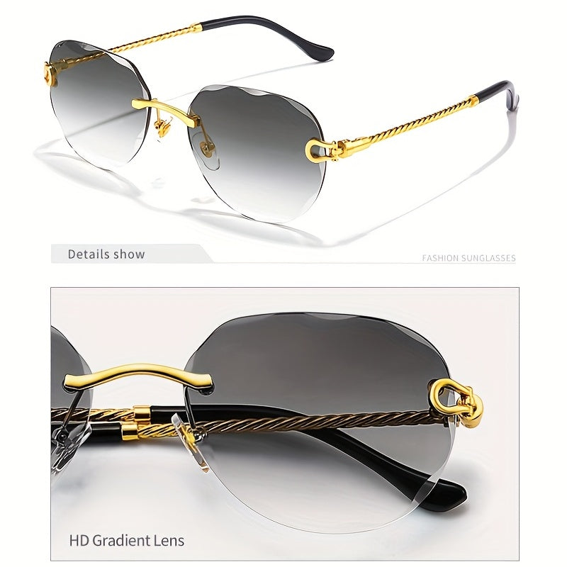 2pairs Men's Rimless Sunglasses UV Protection Summer Sunglasses