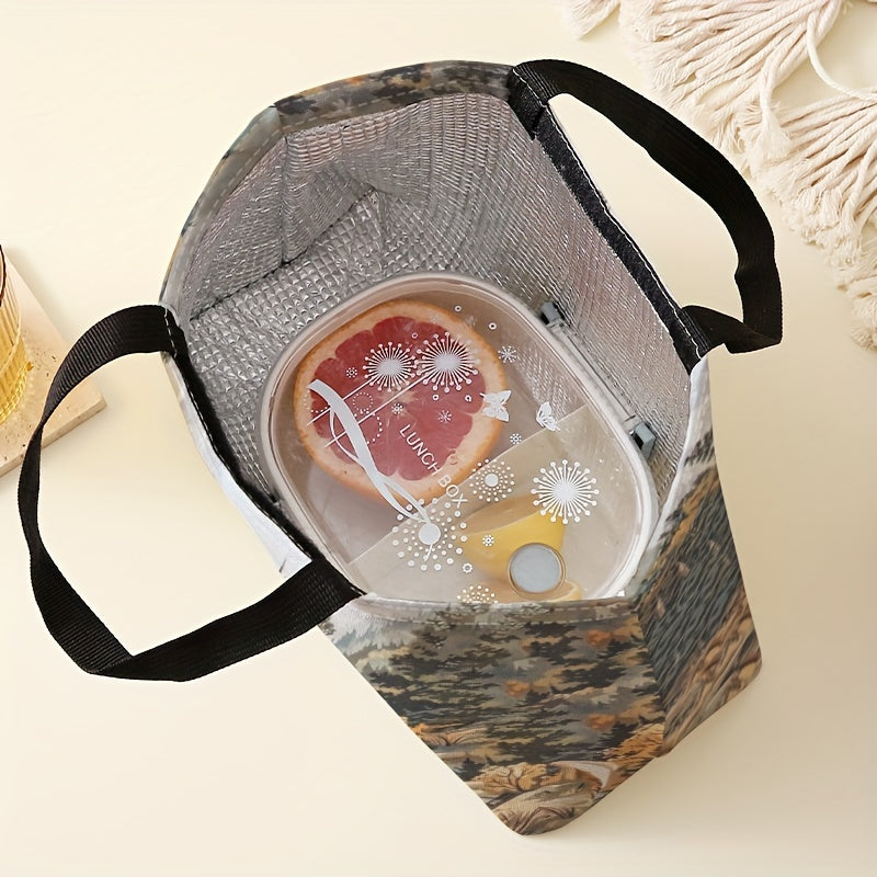 Elk Print Insulated Lunch Bag Leakproof Double Sided Durable Hand Washable