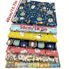 7pcs Animal Print Cotton Twill Fabric Set DIY Patchwork Bedding Fabric