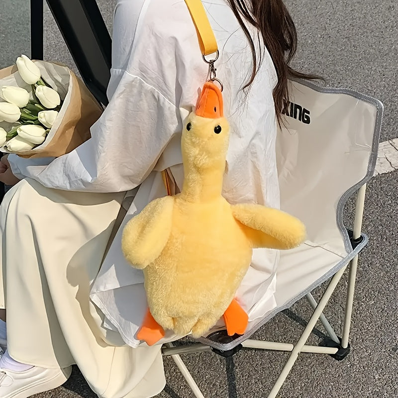 Yellow Duck Crossbody Bag Plush Purse Novel Design