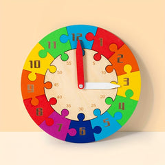 Wooden Clock Puzzle Toy for Time Learning and Cognitive Development