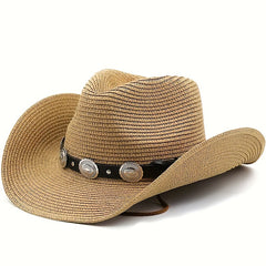 Boho Cowboy Straw Hat for Beach, Versatile Sun Hat